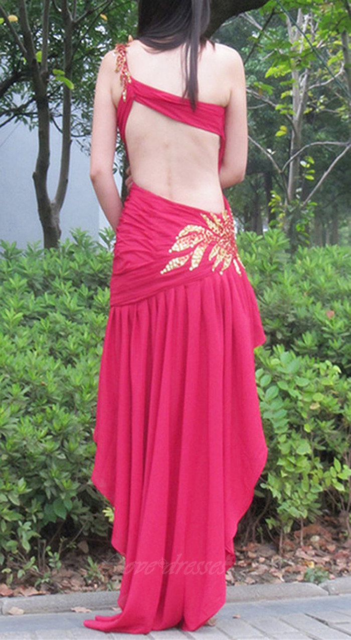 Sexy Cheap Long Prom Dresses One Shoulder Backless Evening Party