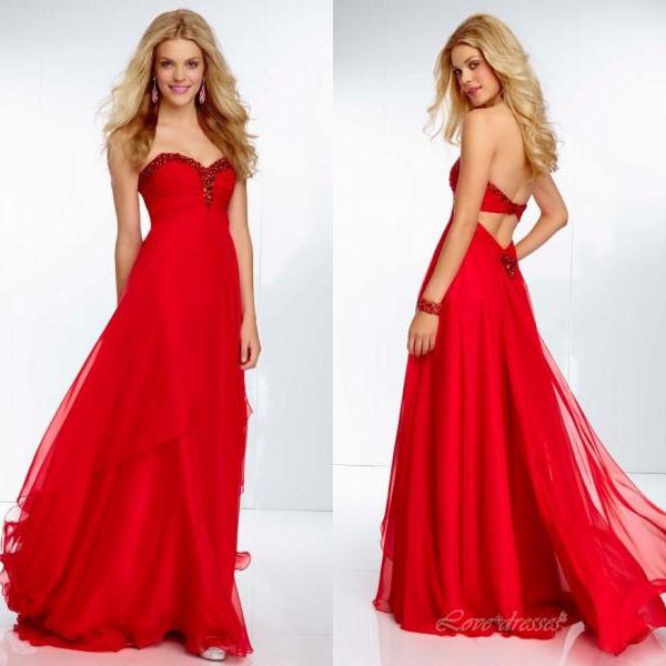 red backless evening gown
