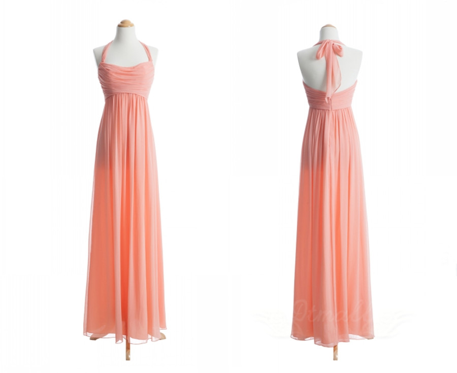 Hang A Neck Chiffon Bridesmaid Dress Evening Dresses Long Prom Dress ...