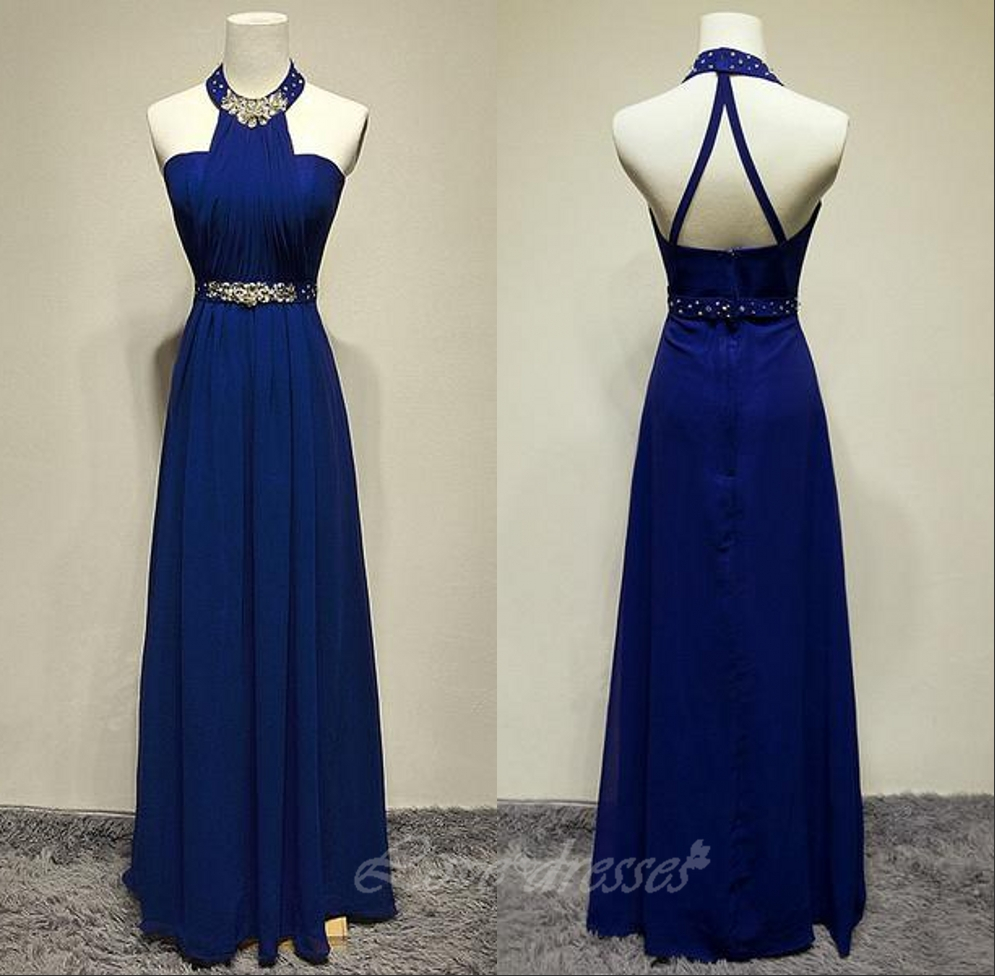 Prom Dress, Hang A Neck Prom Dress, Royal Blue Prom Dress, Backless